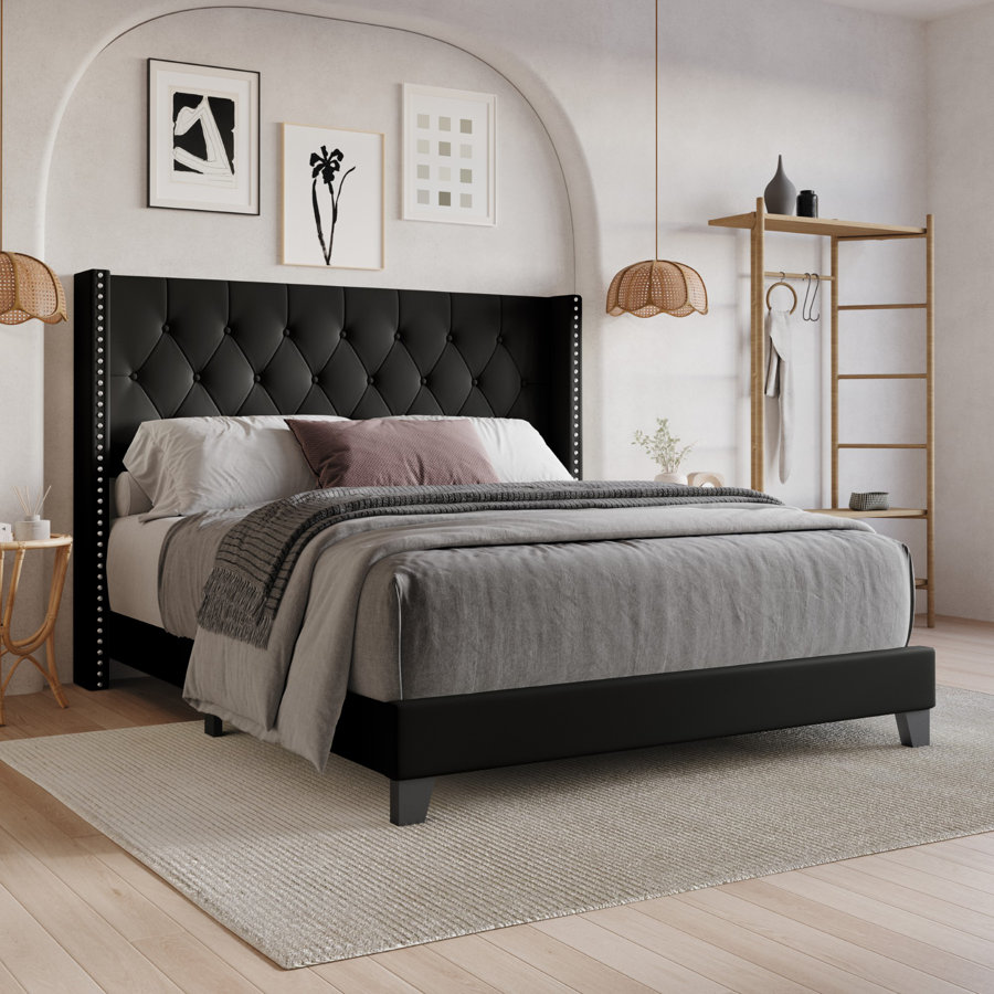 Aireanna Tufted Upholstered Low Profile Panel Bed